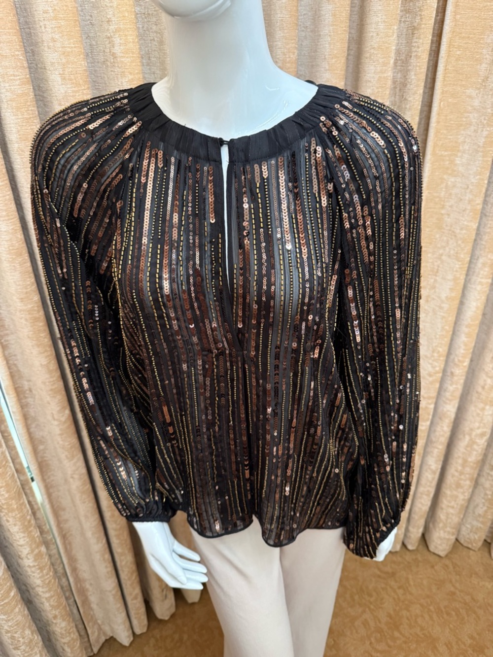 Zara Black Top with Rose Gold Sequins